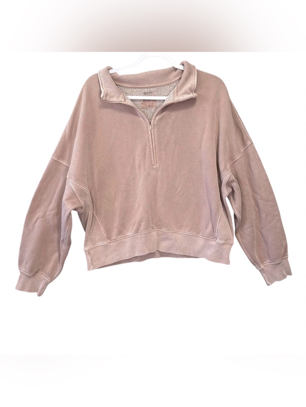 Abercrombie & Fitch Women’s 1/4 Zip Sweatshirt Collared XL Light Blush Pink